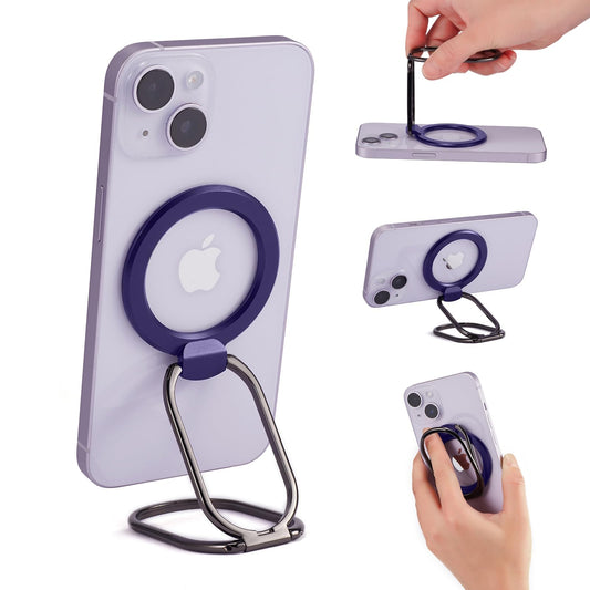 Magnetic Phone Ring Holder Stand for Mag Safe Finger Grip Adjustable Phone Ring Kickstand Mag Safe Accessories for iPhone 16/15/14/13/12 Series Removable for Wireless Charging