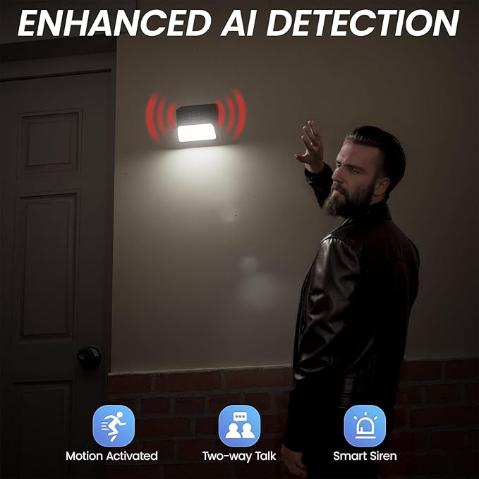 Cinnado Outdoor Camera Wireless-2.4G 2K Solar Wall Light Cameras for Home Security with AI Motion Detection, Waterproof,Motion Activated Light, Siren Alarm Cloud/SD Storage, S2 (2.4G S2-Black-2Pack)
