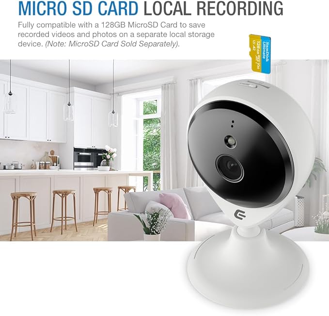 Smart Security Camera Indoor Plug-in Wired, 1080p HD IP/WiFi Cam for Home Pet Elderly Video Monitoring, Two-Way Audio + Phone App, Motion Dection, Compatible with Alexa (White)