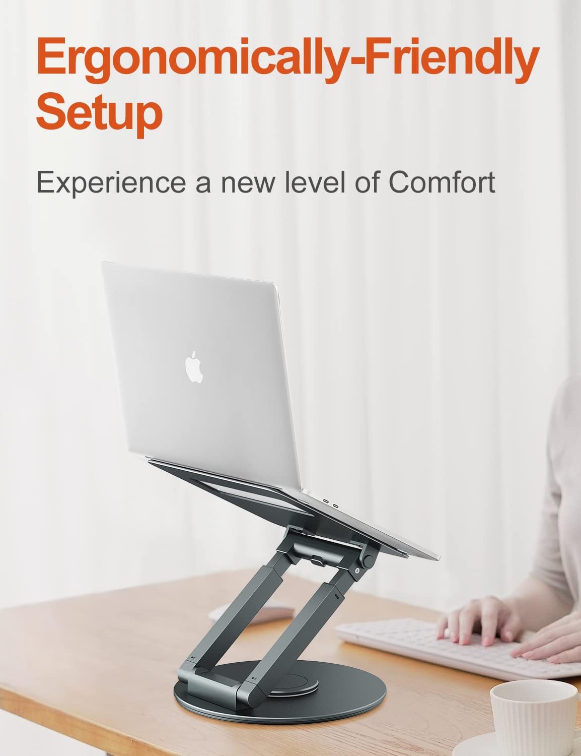 Telescopic Laptop Stand with 360° Swivel Base – Sit-to-Stand, Height Adjustable, Compatible with MacBook & All 10–17" Laptops | Techloop Living