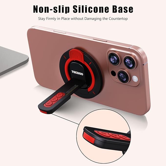 3-in-1 Magnetic Phone Grip Stand with 360° Roration Angle Adjustment, Silicone Finger Ring & Fidget Toy Design, Gym Dual-Sided Magnetic Phone Kickstand for All Phones