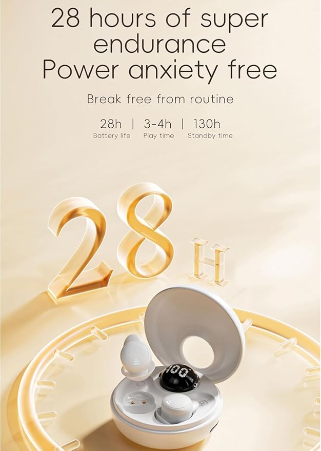 Invisible Wireless Bluetooth Ear Buds for Sleeping Noise Cancelling Mini Earbuds,Discreet in-Ear Tiny Earphones for Sleeping,Hidden Earbuds for Small Ears Sleeping,Working,Hiking Beige