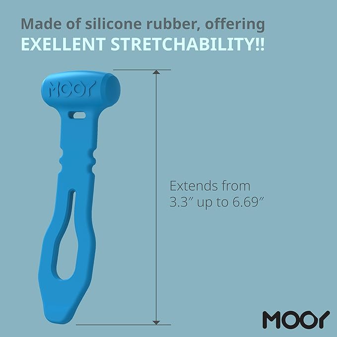 MOOY CLINGMAN Cable Organizer, Cable Management Cable Ties, Reusable, Silicone Rubber, Set of 3, Colorful, Super Stretchable, Never Get Lost (Blue)