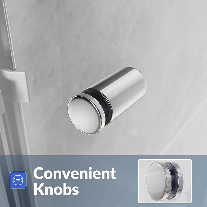 SUNNY SHOWER Doors Glass Sliding Semi-Frameless Shower Glass Door, 1/4" Clear Glass, 52.5-54" W x 72" H Bathroom Sliding Shower Enclosure Chrome Finish