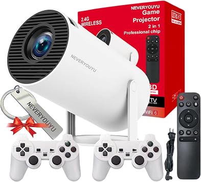 Projector with Games Built in 36,000+ Retro Games Mini Projector with WiFi and Bluetooth, Gaming Movie 2-IN-1 Projector 4K with 2 Wireless Controllers Birthday Gifts for Men/Teens/Kids - Image 2