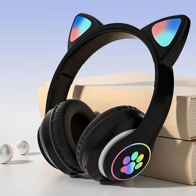 Kids Bluetooth Headphones, Foldable Wireless Headset for Kids, Bluetooth 5.3 Over-Ear Headphones with Mic, LED Lights Up,85dB Volume Limited,Girls Boys Wireless Headphones for Travel iPad Tablet
