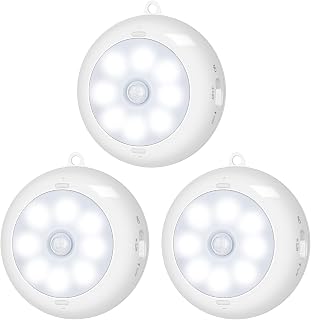 Alivation Motion Sensor Light Indoor, LED Closet Lights Battery Operated, Motion Sensor Night Light Under Cabinet Lighting, 3 AA Battery Powered Lights, Puck Lights for Wall, Stair, Dimmable (3 Pack) - Image 1