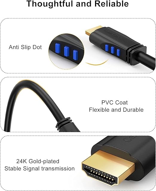 CableCreation 6ft 4K HDMI Cable, Left Angle 90 Degree, 4K@60HZ Ultra HD Support, Male to Male Black