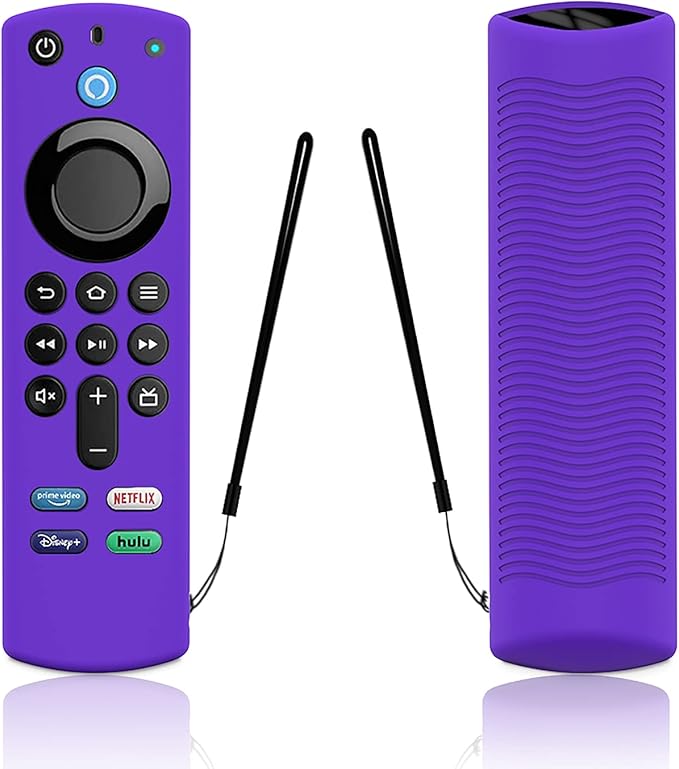 Purple Remote Cover Replacement for TVstick (3rd Gen) / TV Stick 4K Max 2021 Voice Remote, Silicone Protective Case Sleeve with Lanyard - LEFXMOPHY