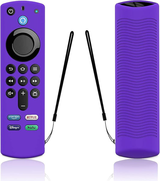 Purple Remote Cover Replacement for TVstick (3rd Gen) / TV Stick 4K Max 2021 Voice Remote, Silicone Protective Case Sleeve with Lanyard - LEFXMOPHY
