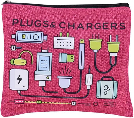 ShiQiao Spl Plugs Chargers Makeup Bag for Men Women Christmas Birthday Gifts Travel Toiletry Bag Charging Cable Organiser Bags with Zipper Chargers Makeup Cosmetic Pouch Travel Accessories Bags