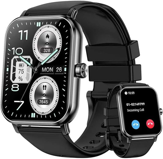 Smart Watch for Men Women, 1.85" HD Touch Screen Fitness Tracker (Answer/Make Call) 120+ Sport Modes, Heart Rate/Sleep Monitor/Pedometer/Calories, Fitness Watch for Android/iOS (Black)