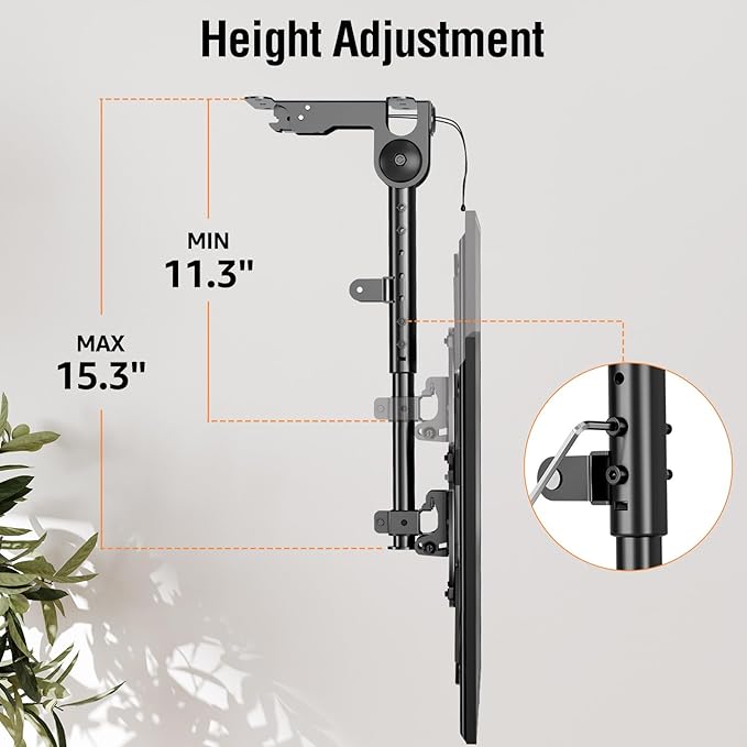 ELIVED Flip Down Ceiling TV Mount for Most 14-40 Inch TVs, Floding TV Mount for Flat and Pitched Roof, Height Adjustable Full Motion tv Bracket 360° Swivel, Max VESA 200x200mm, up to 22 Lbs, YD3030