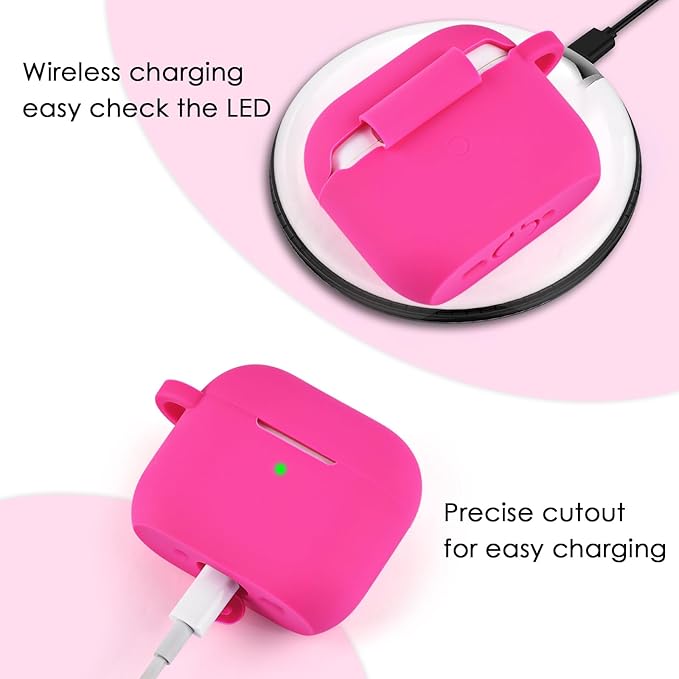 Apple AirPods 4 Case, Cute Apple AirPods 4 Case Cover for Women Girls, Silicone Protective Case with Bracelet Keychain (Fuchsia Pink, AirPods 4 Case)