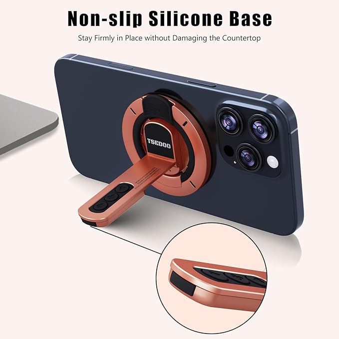 3-in-1 Magnetic Phone Grip Stand with 360° Roration Angle Adjustment, Silicone Finger Ring & Fidget Toy Design, Gym Dual-Sided Magnetic Phone Kickstand for All Phones