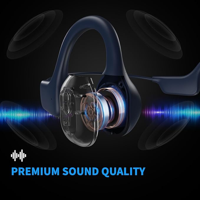 Bone Conduction Headphones, Open Ear Headphones Wireless Bluetooth 5.4 with Mic, 6-10H Long Life Waterproof Sport Headset(Blue,2026 NEW)