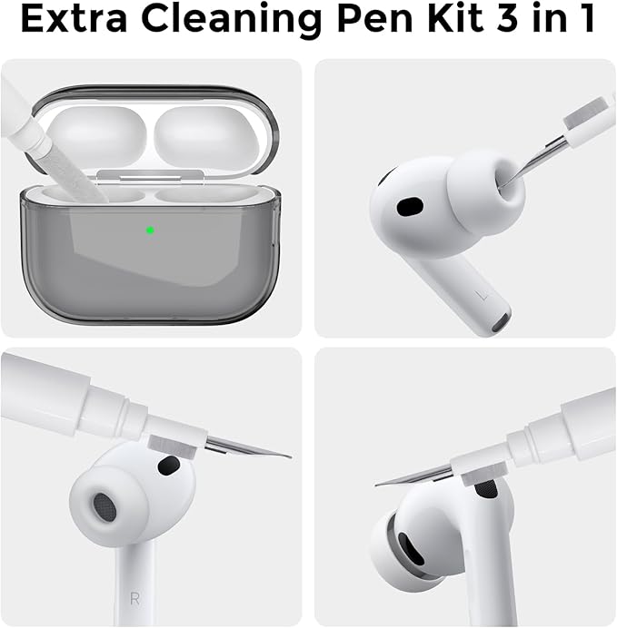 AhaStyle Clear Airpods Pro 3 Case Cover 2025 [Anti-Yellowing] Soft TPU Protective Skin for Apple AirPods Pro 3rd Generation Case with Cleaner Kit Support USB-C Charging Case and Wireless Charging