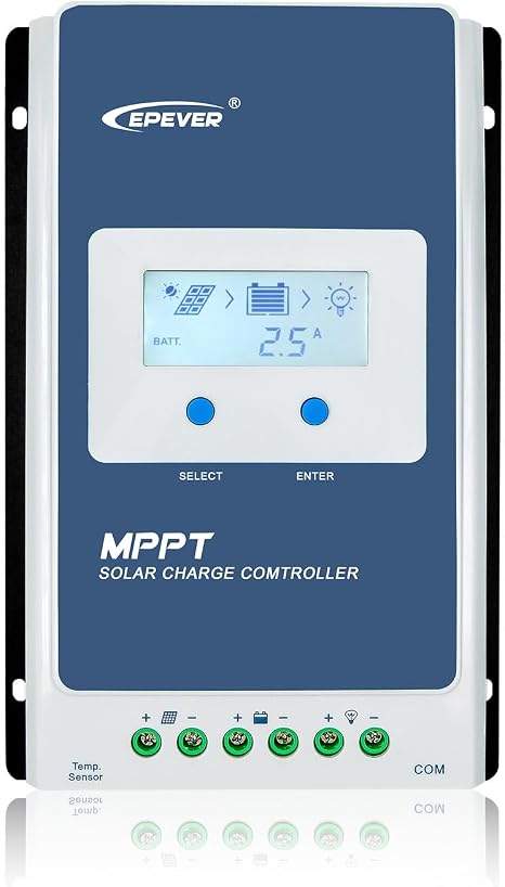 EPEVER MPPT Solar Charge Controller 40A 12V 24V Auto Max PV 100V Solar Panel Charger Regulator Common Negative Ground LCD Display for SEL Gel AGM FLD LiFePO4 Lithium Battery (Tracer4210AN-G3)