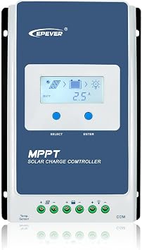EPEVER MPPT Solar Charge Controller 40A 12V 24V Auto Max PV 100V Solar Panel Charger Regulator Common Negative Ground LCD Display for SEL Gel AGM FLD LiFePO4 Lithium Battery (Tracer4210AN-G3)