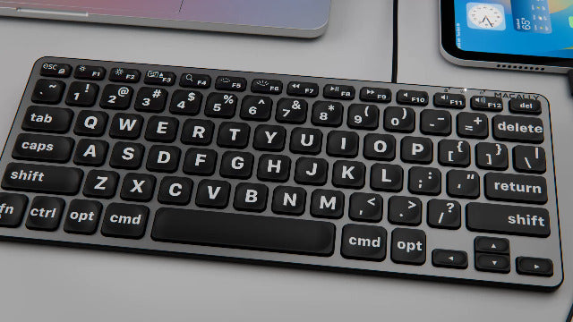 Macally Large Print Keyboard for Mac (Dual USB-C & USB-A) – Backlit Small Wired Keyboard, Compact Mini USB Keyboard with Quiet Scissor Switch Keys, Compatible with MacBook Air & Mac mini - Image 8