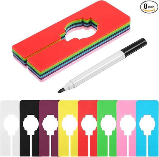 8 Pcs Closet Dividers for Hanging Clothes,8 Colors Plastic Hanger Dividers Blank Labels Sorting Separator with Marker Pen Rectangle Clothing Rack Divider for Closet Clothing Racks Retail