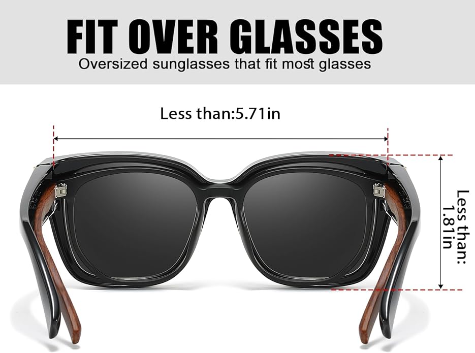 LVIOE 2 Pack Polarized Fit Over Sunglasses for Women Men Oversized Square Over Glasses Sunglasses with UV Protection LS7511