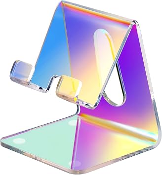 Tomorotec Iridescent Acrylic Phone Stand, Portable Phone Holder for Desk