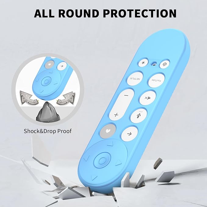 [2 Pcs] Silicone Remote Case for Google TV Streamer 4K Voice Remote 2024,Shockproof Remote Cover for Google TV Streamer 4K Voice Remote, Remote Protective Cover with Lanyard (Glow Blue+Glow Green)