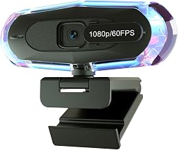 1080P 60FPS Streaming Webcam with Autofocus, Microphone, RGB Light and Tripod, USB Camera for PC/Mac, Plug and Play for Zoom, Skype, YouTube, Online Meetings - Image 1