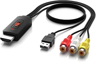 AV to HDMI Converter, 1080P/720P RCA Composite CVBS AV Switch to HDMI Converter Adapter Support 4:3/16:9 Switching, for TV PC PS2 PS3 N64 NGC SNES WII VHS VCR Camera DVD - Image 1
