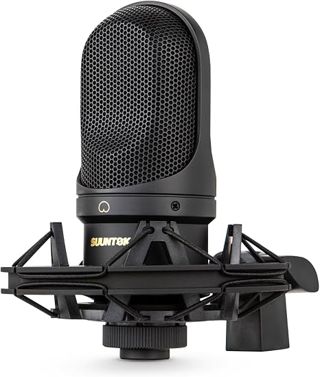 SUUNTOK XLR Condenser Microphone, Recording Microphone with Shock Mount, Home Studio Mic Kit for Voice-Over, Streaming, ASMR, You-Tube Live, Content Creation (Black)