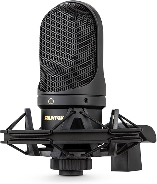 SUUNTOK XLR Condenser Microphone, Recording Microphone with Shock Mount, Home Studio Mic Kit for Voice-Over, Streaming, ASMR, You-Tube Live, Content Creation (Black)