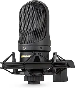SUUNTOK XLR Condenser Microphone, Recording Microphone with Shock Mount, Home Studio Mic Kit for Voice-Over, Streaming, ASMR, You-Tube Live, Content Creation (Black)