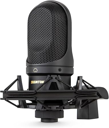 SUUNTOK XLR Condenser Microphone, Recording Microphone with Shock Mount, Home Studio Mic Kit for Voice-Over, Streaming, ASMR, You-Tube Live, Content Creation (Black)