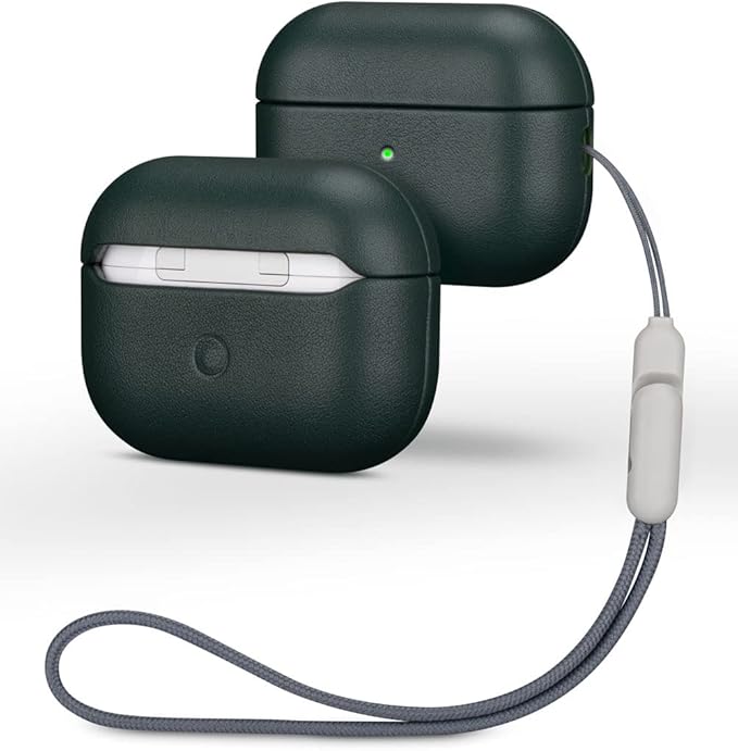 Leather Case for AirPods Pro 2nd Generation (Not for AirPods Pro 1st Gen), Lopie Handmade AirPods Pro 2 Leather Case Cover, Protective Case Fully-Wrapped with Top Grain Leather - Dark Green