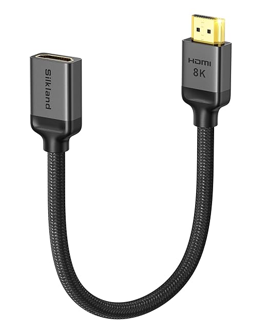 Silkland 8K HDMI Extension Cable Short 1.6FT/0.5M HDMI Extender 2.1, 8K@60hz 4K@120hz Hdmi Male to Female Adapter, Ultra High Speed 48Gbps Extensor Cord Compatible with Fire Stick Roku TV Blu-Ray PS5