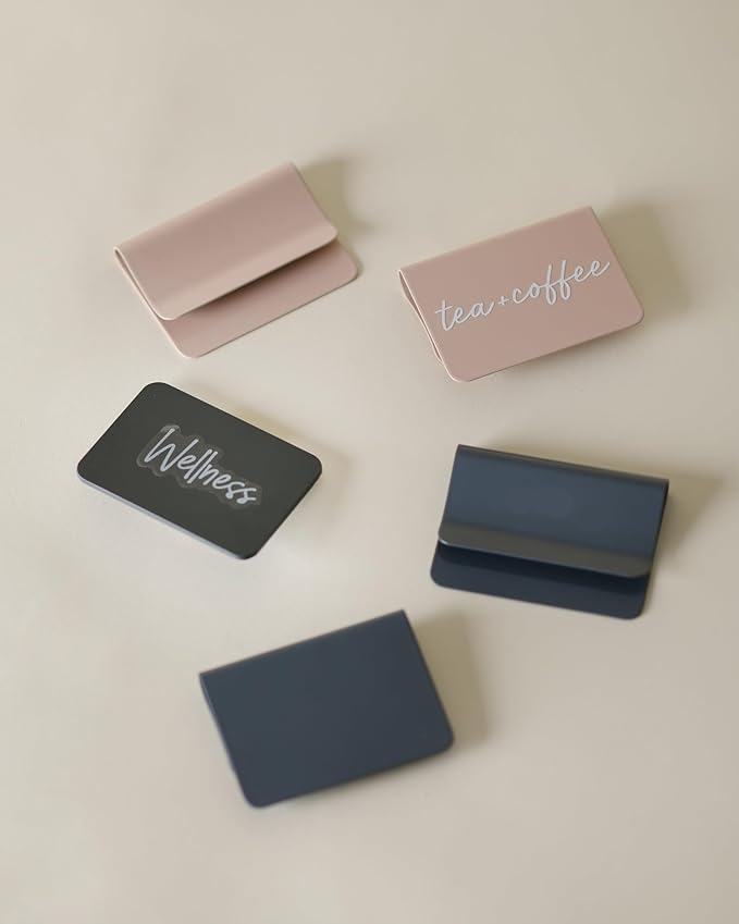 SortJoy Bin Labels Clip On Set of 3 for Pantry Organization, Storage Bin and Basket Labels - Small Chalk Labels for Baskets - Modern Grey Carbon Bin Clip Labels for Baskets and Bins