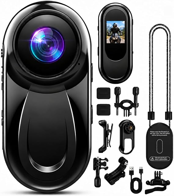 Mini Body Camera 1080P, Thumb Action Camera 512G for Motorcycle/Bike