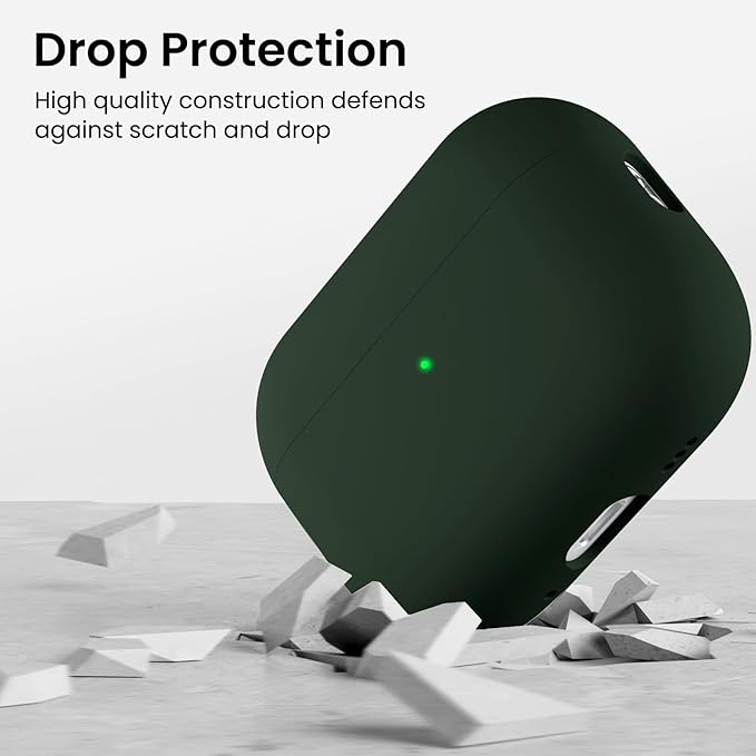 ORNARTO Compatible with AirPods Pro 3 Case 2025, Full Protective Hybrid Silicone for AirPods Pro 3rd Generation Case, Front LED Visible Skin Cover-Mystic Green