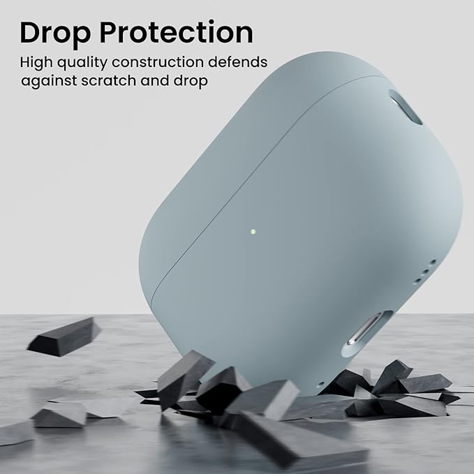 ORNARTO Compatible with AirPods Pro 2 Case 2022, Full Protective Hybrid Silicone for AirPods Pro 2nd Generation Case, Front LED Visible Skin Cover-Mint Green
