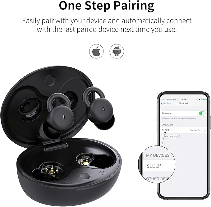Sleep Earbuds, Comfortable Sleeping Headphones Small Design for Side Sleepers Invisible Buds Wireless Bluetooth Earphones for Noise Blocking Snoring