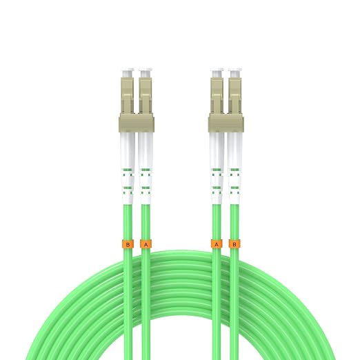 7.5Meters 25ft LC/UPC-LC/UPC 40/100GB Multi-Mode Fiber Optic Cable LC to LC OM5 LC-LC 10 Gigabit Jumper Optical Patch Cord Duplex 50/125um Lime Green