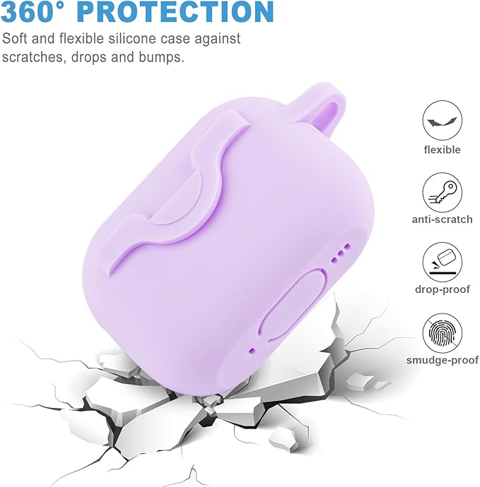 Secure Lock Case for Airpods Pro 2nd Generation Case with Bling Keychain, Silicone Protective Case Cover for Airpods Pro 2 Women Girls - Lavender