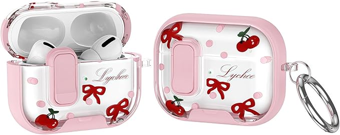 Trendy Case Compatible with AirPods 4 2024,Shockproof Cover for AirPods 4th Gen with 2-in-1 Phone Stand,Safety Lock Catch,Wireless Charging Keychain,Cute Bowknot Painted Gift for Girls Women