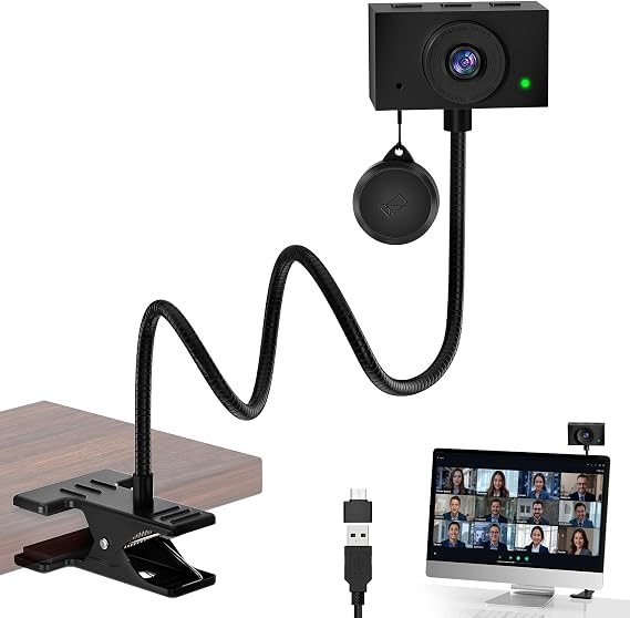 2K Webcam for PC with Microphone, USB Camera, Manual Focus, Black