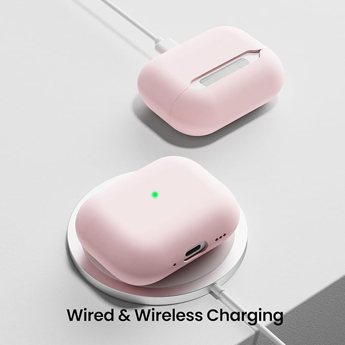 ORNARTO Compatible with AirPods Pro 3 Case 2025, Full Protective Hybrid Silicone for AirPods Pro 3rd Generation Case, Front LED Visible Skin Cover-Chalk Pink