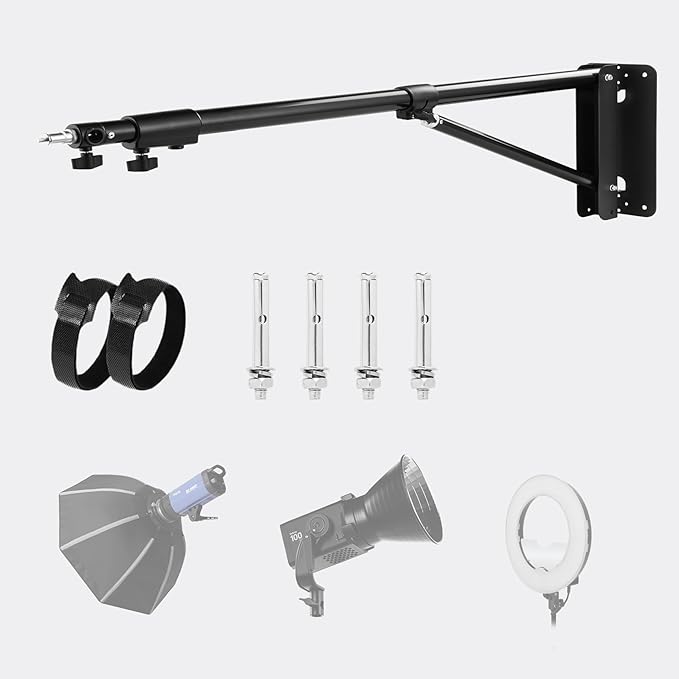 SITTO Ring Light Wall Mount 51in/130cm, Wall Mount Triangle Boom Arm for Photo Studio Lighting, Barber Shop, Beauty Salon, Tattoo Lighting, Live Streaming etc