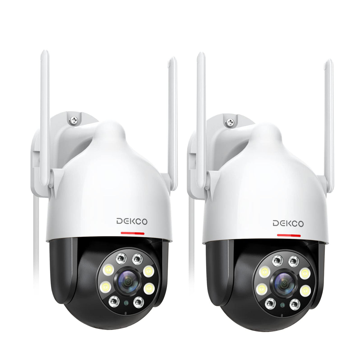 DEKCO 2K Outdoor WiFi Security Camera, Plug-in Pan-Tilt Dome, 2-Cam-Kit