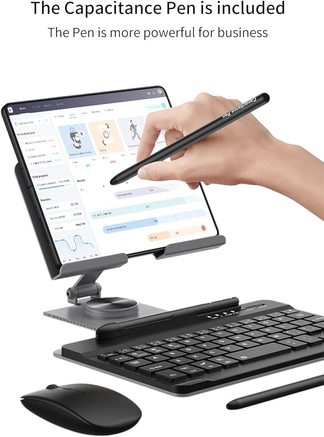 SHIEID Galaxy Z Fold 7 360° Rotating POS Tablet Stand, Zip Pull-Out, Integrated Folding Design Set with Folding Bracket, Keyboard, Mouse, Capacitor Pen?“Compatible with Galaxy Z Fold7//6/5/4/3, Black