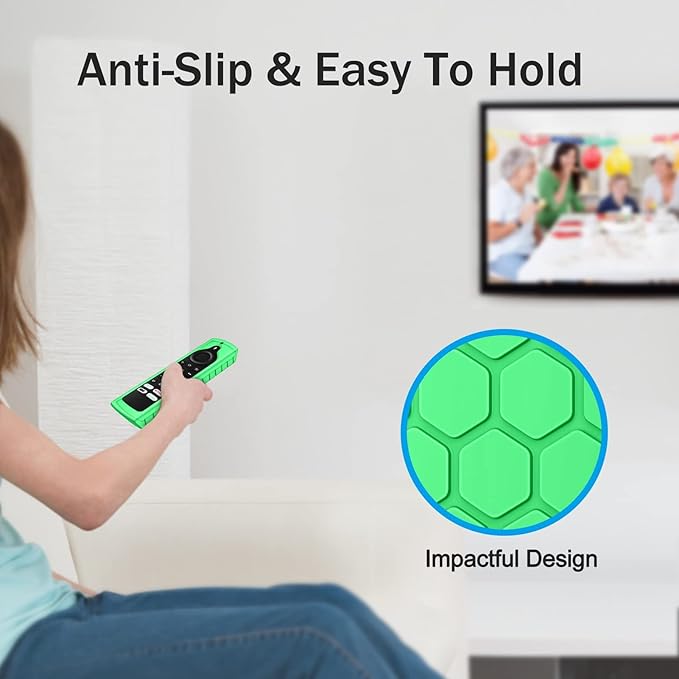 Fintie Silicone Case for Fire TV Stick 4K Max (2nd Gen)/Toshiba/Insignia/Pioneer/2-Series/4-Series/Omni Fire TV Remote - Anti Slip Shockproof Cover for Alexa Voice Remote Enhanced, Green Glow